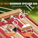 3,66 m dvigubas hamakas su kietmedžio skleistuvais, 2 asmenims, su pagalve, grandinėmis, 217,72 kg talpa. - Image 6