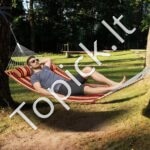 3,66 m dvigubas hamakas su kietmedžio skleistuvais, 2 asmenims, su pagalve, grandinėmis, 217,72 kg talpa. - Image 2