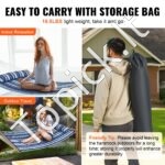 3,66 m dvigubas hamakas su kietmedžio skleistuvais, pagalve, grandinėmis, 217,72 kg talpa. - Image 4