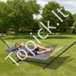 Dviejų asmenų hamakas su 3,66 m stovu, 217,72 kg talpa, su krepšiu ir pagalve. - Image 2