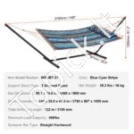 Dviejų asmenų hamakas su 3,66 m stovu, 217,72 kg talpa, su krepšiu ir pagalve. - Image 3