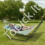 Dviejų asmenų hamakas su plieniniu stovu, 217,72 kg talpa, su krepšiu ir pagalve. - Image 2