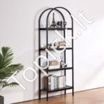 4 lygių kaimiško stiliaus metalinė stacionari knygų lentyna, 1,8 m. - Image 2