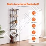 6 lygių rustic stiliaus metalinė knygų lentyna, 30x40x187 cm - Image 7