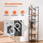 6 lygių rustic stiliaus metalinė knygų lentyna, 30x40x187 cm - Image 6