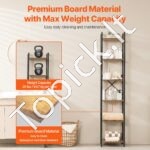 6 lygių rustic stiliaus metalinė knygų lentyna, 30x40x187 cm - Image 5