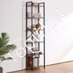 6 lygių rustic stiliaus metalinė knygų lentyna, 30x40x187 cm - Image 2