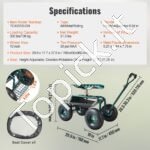 Sodo vežimėlis su ratukais iki 136 kg žalias - Image 5