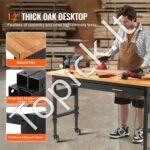 152,4 cm darbo stalas ant ratukų, su aukščio reguliavimu, maitinimo lizdu ir stalčiumi. - Image 8