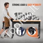 152,4 cm darbo stalas ant ratukų, su aukščio reguliavimu, maitinimo lizdu ir stalčiumi. - Image 6