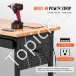 152,4 cm darbo stalas ant ratukų, su aukščio reguliavimu, maitinimo lizdu ir stalčiumi. - Image 5