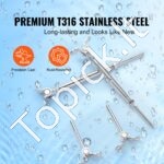 10 vnt. T316 nerūdijančio plieno 3,2 mm kabelių turėklų komplektas mediniams stulpams, 0–180° kampas - Image 6