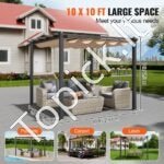 3 × 3 m ištraukiama pavėsinė su saulės atspalvio stogeliu, smėlio spalvos aliuminio konstrukcija. - Image 6