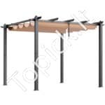 3 × 3 m ištraukiama pavėsinė su saulės atspalvio stogeliu, smėlio spalvos aliuminio konstrukcija. - Image 2