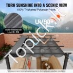 3 × 3 m ištraukiama pavėsinė su saulės atspalvio stogeliu, pilka aliuminio konstrukcija. - Image 8