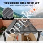 3 × 4 m ištraukiama pavėsinė su saulės atspalvio stogeliu, pilka aliuminio konstrukcija. - Image 7