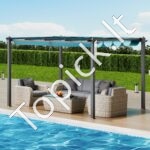 3 × 4 m ištraukiama pavėsinė su saulės atspalvio stogeliu, aliuminio konstrukcija. - Image 2