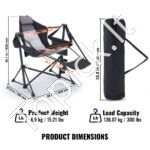 Kempingo hamakas/kėdė su kojų atrama, sulankstoma, 136,08 kg apkrovos talpa, pilka - Image 7