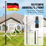 6 m teleskopinių vėliavų stiebų rinkinys, aliuminio, juodas - Image 8