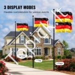 6 m teleskopinių vėliavų stiebų rinkinys, aliuminio, juodas - Image 7