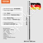 6 m teleskopinių vėliavų stiebų rinkinys, aliuminio, juodas - Image 4