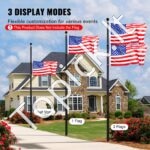 6 m teleskopinių vėliavų stiebų rinkinys, aliuminio, juodas - Image 6