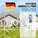 9 m teleskopinis aliuminio vėliavos stiebas, sidabrinis - Image 8