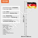 9 m teleskopinis aliuminio vėliavos stiebas, sidabrinis - Image 4