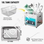 10L ultragarso valytuvas su šildytuvu ir laikmačiu, juvelyrinių dirbinių, akinių, žiedų, dantų protezų ir muzikos instrumentų valymui - Image 4
