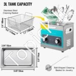 3 L ultragarsinis valytuvas su šildytuvu ir laikmačiu, juvelyrinių dirbinių, laikrodžių, žiedų, dantų ir stiklo valymui - Image 4