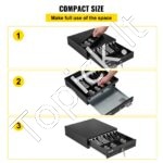 Kasos stalčius 33 cm, 2 atrakinimo būdai, su dėklu ir raktais. - Image 5