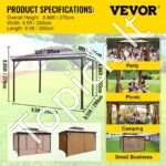 3 × 3 m ruda pavėsinė su tinkleliu ir dviejų pakopų stogu. - Image 2