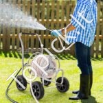 Žarnos ritės vežimėlis, talpina 91 m, 16 mm žarnos, su 4 ratais, plieninis, su krepšeliu. - Image 2