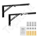 2 vnt. sulankstomi lentynų laikikliai, 24" L, matinis juodas, 5 mm storio, 136,08 kg apkrova - Image 2