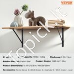 12 vnt. plaukiojančių lentynų laikikliai, 18x12, matinis juodas, 3 mm storio, 72,57 kg apkrova - Image 4