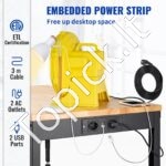 Darbo stalas 122 x 61 x 97 cm, aukštis 72-97 cm, 900 kg galia, su lizdais ir kojų pagalvėlėmis - Image 7