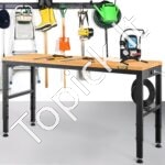 Darbo stalas 135 x 46 x 97 cm, aukštis 72-97 cm, 900 kg galia, su lizdais ir kojų pagalvėlėmis - Image 2