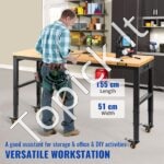 Darbo stalas 155 x 51 cm, aukštis 80-105 cm, 720 kg talpa, su lizdais ir ratukais - Image 8