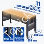 Darbo stalas 155 x 51 cm, aukštis 80-105 cm, 720 kg talpa, su lizdais ir ratukais - Image 7