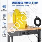 Darbo stalas 155 x 51 cm, aukštis 80-105 cm, 720 kg talpa, su lizdais ir ratukais - Image 6