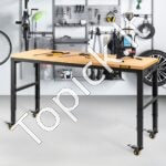Darbo stalas 155 x 51 cm, aukštis 80-105 cm, 720 kg talpa, su lizdais ir ratukais - Image 2