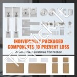 Dvigubų durų rankenos, satino nikelis, kvadratinė rankena, su užraktu. - Image 6