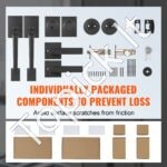 Dvigubų durų rankenų rinkinys, matinė juoda, kvadratinė, su apverčiama svirtimi ir užraktu. - Image 7