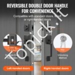 Dvigubų durų rankenų rinkinys, matinė juoda, kvadratinė, su apverčiama svirtimi ir užraktu. - Image 6