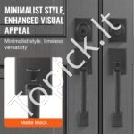 Dvigubų durų rankenų rinkinys, matinė juoda, kvadratinė, su apverčiama svirtimi ir užraktu. - Image 5