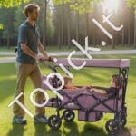 Sulankstomas papludimio vežimėlis, dvivietis, 25 kg, tamsiai violetinis - Image 2
