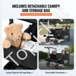 Sulankstomas papludimio vežimėlis, dvivietis, 25 kg, juodas - Image 5