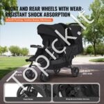 Sulankstomas dvivietis vaikų vežimėlis, juodas - Image 7