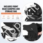 Sulankstomas dvivietis vaikų vežimėlis, juodas - Image 6