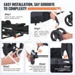 Sulankstomas dvivietis vaikų vežimėlis, juodas - Image 5